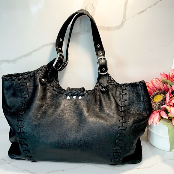 Rosanna Nichole black leather Super soft HOBO purse with snake pattern lining - Picture 2 of 16